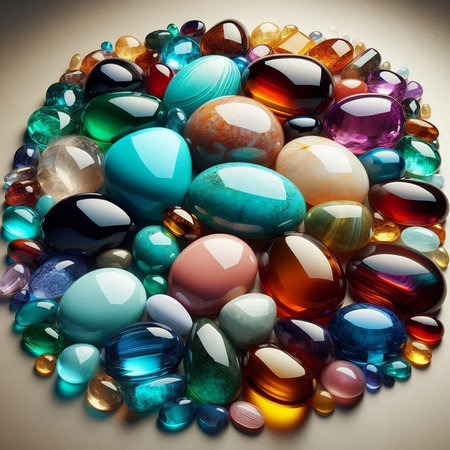 Colored beads on a white background. 3d rendering, 3d illustration.の素材