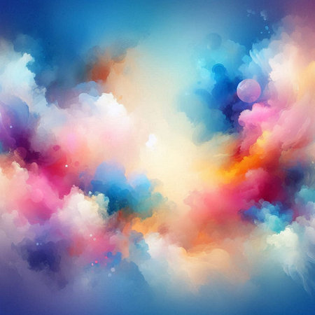 Abstract watercolor background. Colorful sky. Digital art painting.の素材
