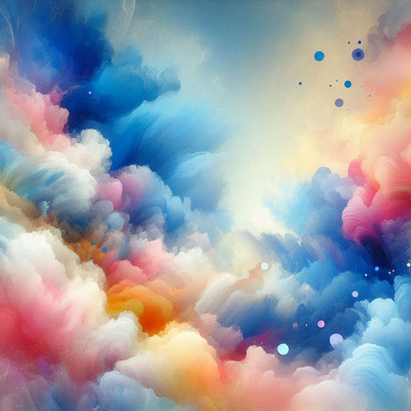 Abstract watercolor background. Colorful clouds. Digital art painting.の素材