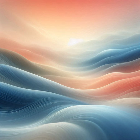 abstract background with smooth wavy lines in orange and blue colorsの素材