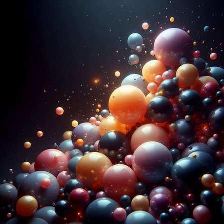 Abstract background with colorful spheres. 3D illustration. 3D rendering.の素材