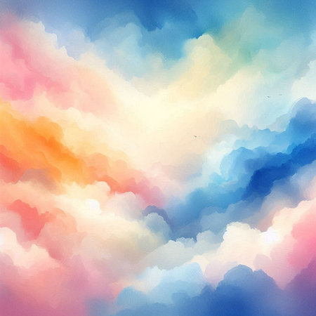 Abstract colorful watercolor for background. Digital art painting. Illustration.の素材