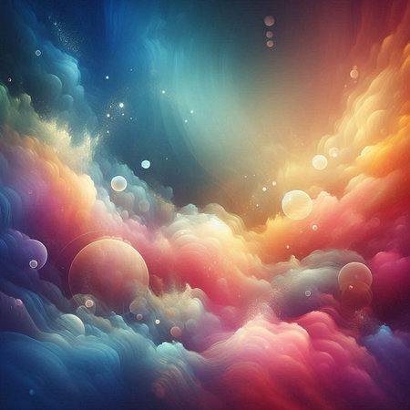 Colorful abstract background with stars and nebula. Fantasy fractal texture. Digital art. 3D rendering.の素材