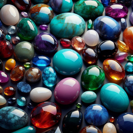 multicolored semiprecious stones as background, closeupの素材