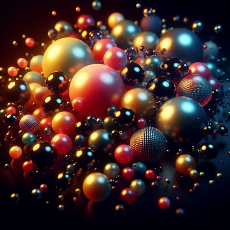 Colorful beads on a black background. Close-up image.の素材