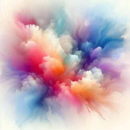 abstract watercolor background with blue, pink, purple and yellow colorsの素材