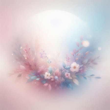 Bouquet of flowers in pastel colors on a light backgroundの素材