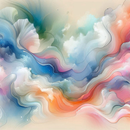 Abstract watercolor background. Digital art painting. Hand-drawn illustration.の素材