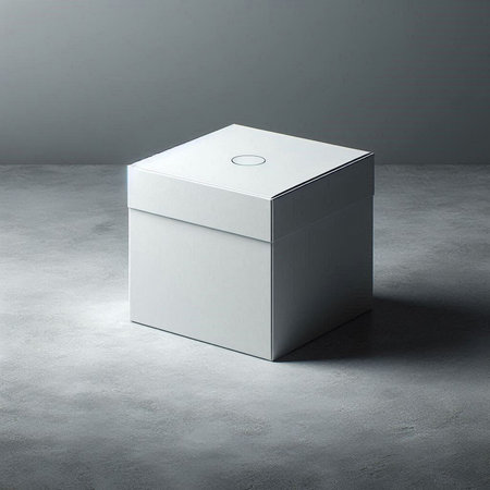 White box on concrete background. 3d rendering. Mock up.の素材