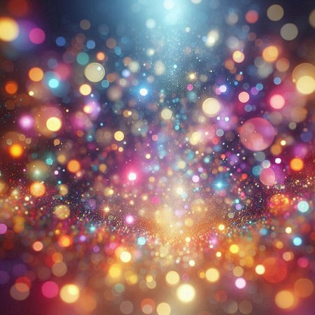 abstract colorful background with bokeh defocused lights and starsの素材