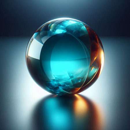 crystal ball on a blue background. 3d illustration, renderの素材