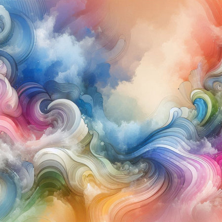 abstract background with clouds and rainbow colors, vector illustration for your designの素材