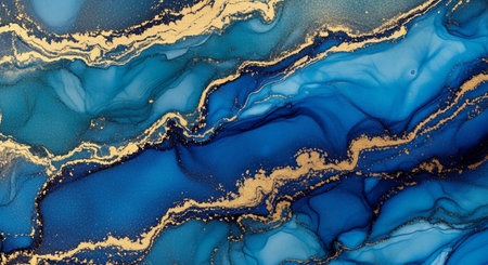 Marble abstract acrylic background. Marbling artwork texture. Agate ripple pattern. Gold powder.の素材