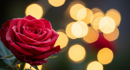 Red rose with bokeh background, valentine's dayの素材