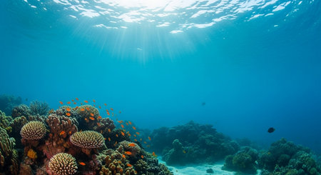 Tropical coral reef and fish in the Red Sea, Egyptの写真素材