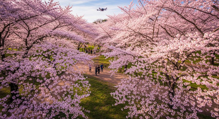 Cherry blossoms in full bloom at Ueno Park, Tokyo, Japanの写真素材