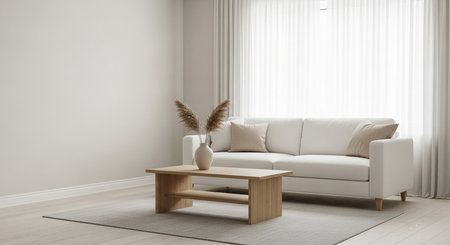 interior modern bright room with white sofa 3d rendering computer generated imageの写真素材