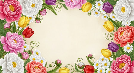 Vintage floral background with spring flowers. EPS10 vector file includedの写真素材