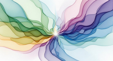 abstract background with colorful wave lines on white background, abstract backgroundの写真素材