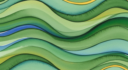 abstract background with green, yellow, blue and orange waves.の写真素材