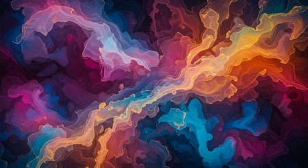 Abstract background with color blots, transitions and bends. Computer generated graphics.の写真素材