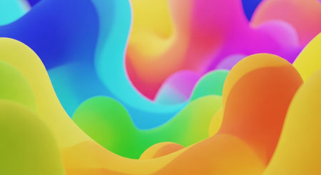 3d render, abstract background, multi-colored wavy backgroundの写真素材