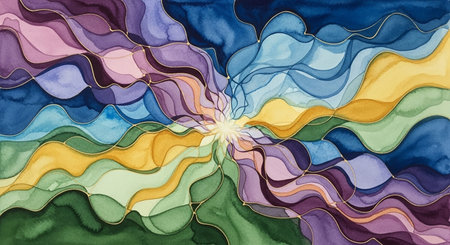 Watercolor abstract background. Hand drawn illustration with watercolor waves.の写真素材