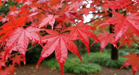 Maple leaves in autumn, Japan. Red maple leaves in autumn.の写真素材
