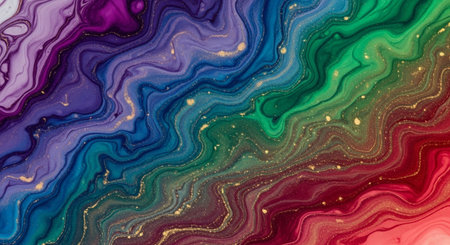 Abstract background of acrylic paint in blue and green colors. Liquid marble texture.
