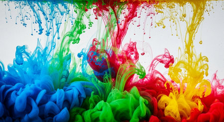 Colorful ink in water isolated on white background. Abstract background.の写真素材