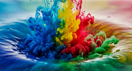 Colorful ink in water. Abstract background. Close-up.