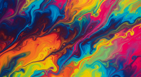 Colorful psychedelic liquefied paint background. Abstract psychedelic liquefied paint backgroundの素材