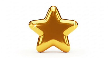 Golden star isolated on white background. 3D illustration. Golden star.の素材