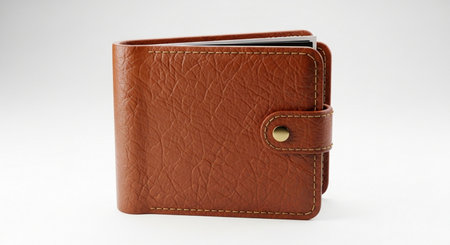 Brown leather wallet isolated on white background, clipping path included. 3d renderの素材