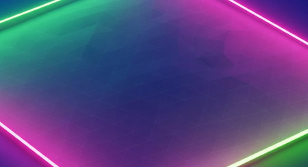 Abstract background with triangles and neon lights. 3D illustration. 3D rendering.の素材