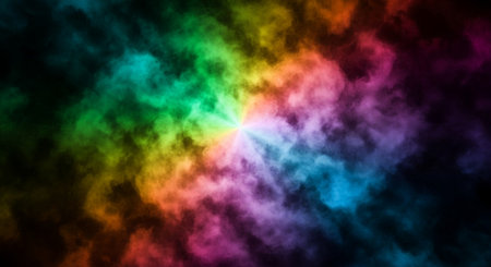 Rainbow in the clouds. Colorful rainbow. Abstract background.の素材