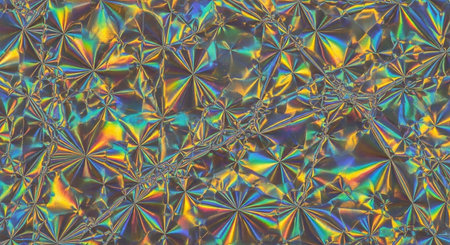 Macro closeup of holographic foil texture, abstract background.の素材