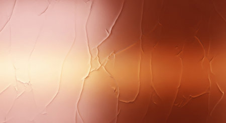 abstract background of orange paint on the wall with cracks and scratchesの素材