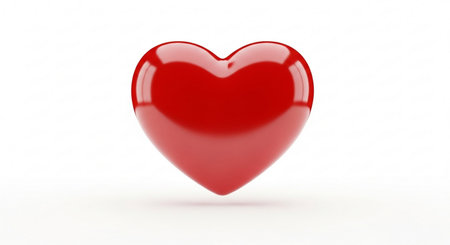 Red heart isolated on white background. 3d render. Love conceptの素材