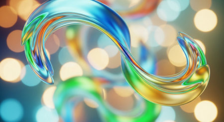 Abstract colorful background with bokeh defocused lights. 3d renderingの素材