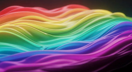 3d rendering of abstract wavy liquid background. Multicolored flowing liquid.の素材