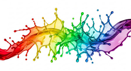 Colored paint splashes isolated on white background. 3d renderingの素材