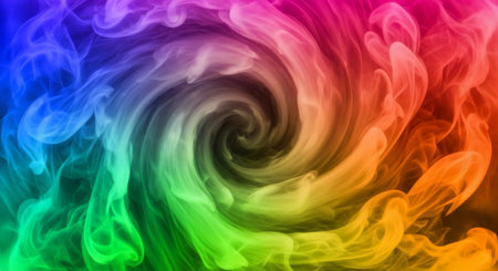 Colorful rainbow smoke on black background. Abstract background for design.の素材