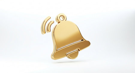 Gold Ringing bell icon isolated on white background. 3d illustrationの素材