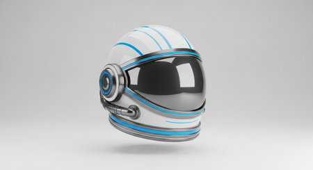 Racing helmet in white background, 3d rendering. Computer digital drawing.の素材