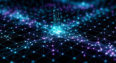 Abstract futuristic background. Network connection structure. Big data visualization. 3D renderingの素材