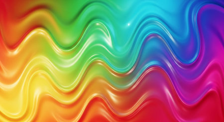 abstract multicolored background with smooth lines in the form of wavesの素材