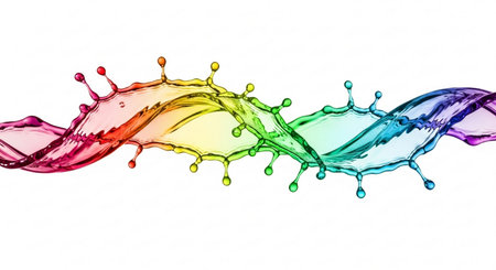 Colored paint splashes isolated on white background. 3d renderingの素材