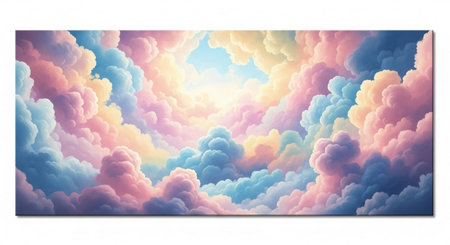 Colorful sky background with clouds. Vector illustration. Eps 10.の素材
