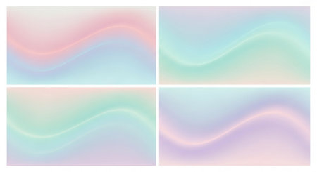 Set of abstract wavy backgrounds. Pastel colors. Vector illustration.の素材